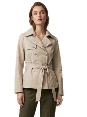Rodika Zanian Women's Beige Double-Breasted Rain Jacket Size S